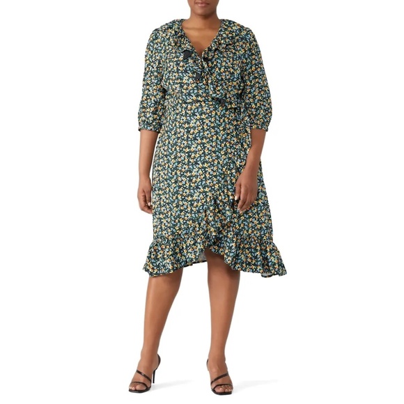 Jason Wu Dresses & Skirts - Jason Wu x Eloquii Floral Ruffle Wrap Dress - size 16